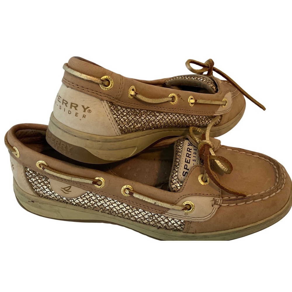 Sperry Top-Sider Angelfish Boat Shoes Womens 7M Tan Gold Metallic 9101759